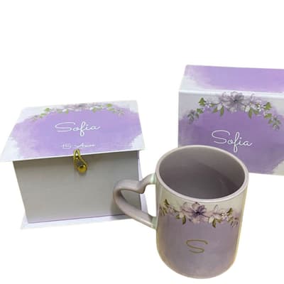 Caixa Cartonada com tampa livro COM Caneca de Louça