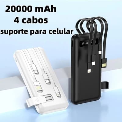 Power bank Portátil de celular 20000mah Universal Saida 4 Cabos - Personalizado