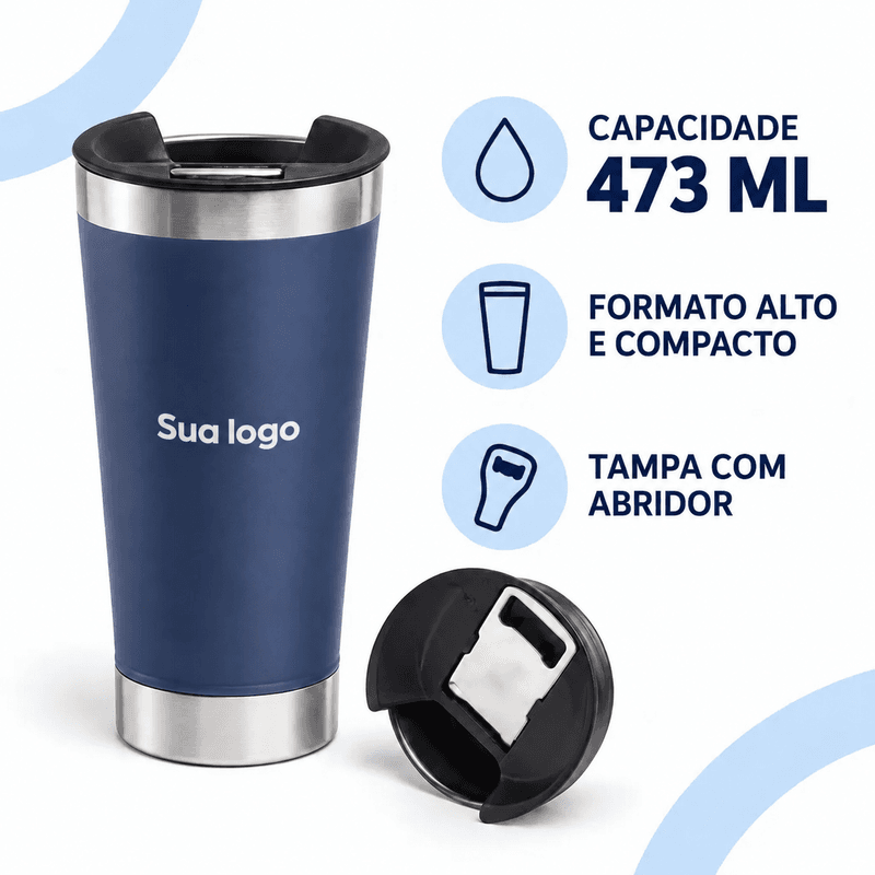 Copo térmico tampa de abridor - Personalizado