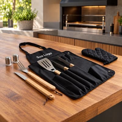 KIT CHURRASCO COM AVENTAL - PERSONALIZADO